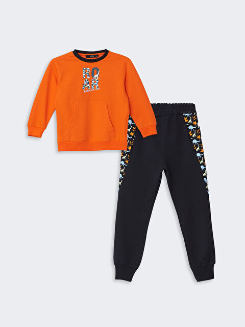 LCW Kids Bisiklet Yaka Baskılı Erkek Bebek Eşofman Takım - W4LF33Z1-HSF