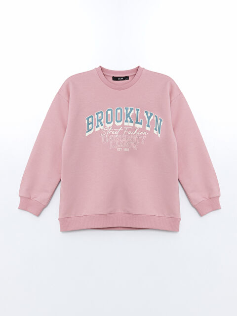 LCW Kids Bisiklet Yaka Baskılı Kız Çocuk Sweatshirt - W4LF38Z4-SHT