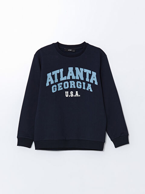 LCW Kids Bisiklet Yaka Baskılı Erkek Çocuk Sweatshirt - W4LF40Z4-HSF