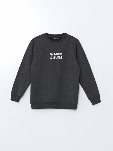 LCW Kids Bisiklet Yaka Baskılı Erkek Çocuk Sweatshirt - W4LF44Z4-HDE