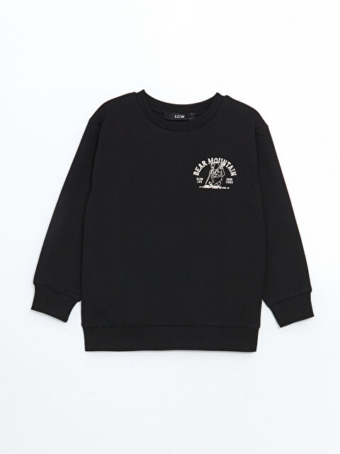 LCW Kids Bisiklet Yaka Baskılı Erkek Çocuk Sweatshirt - W4LF47Z1-HEG