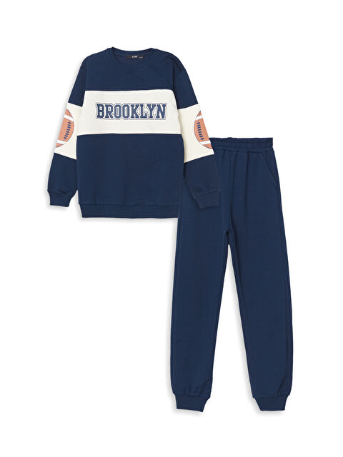 LCW Kids Bisiklet Yaka Baskılı Erkek Çocuk Eşofman Takım - W4LF50Z4-HSF