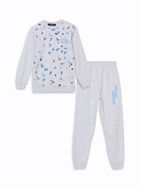 LCW Kids Bisiklet Yaka Erkek Çocuk Sweatshirt ve Eşofman Alt - W4LF52Z4-DEK