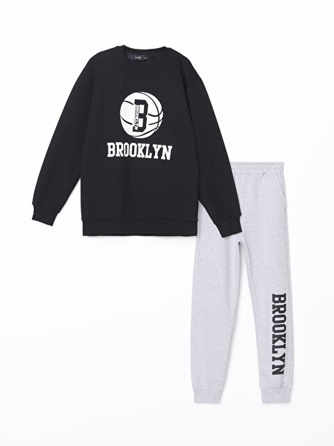 LCW Kids Bisiklet Yaka Baskılı Erkek Çocuk Eşofman Takım - W4LF54Z4-HEG