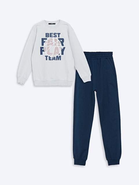 LCW Kids Bisiklet Yaka Baskılı Erkek Çocuk Eşofman Takım - W4LF55Z4-GE9