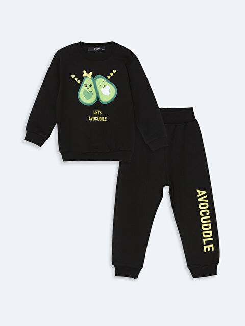 LCW Kids Bisiklet Yaka Baskılı Kız Bebek Eşofman Takım - W4LF61Z1-HEG