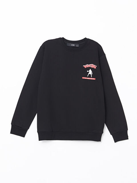 LCW Kids Bisiklet Yaka Baskılı Erkek Çocuk Sweatshirt - W4LF65Z4-HEG