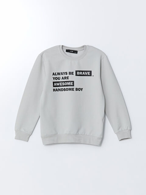 LCW Kids Bisiklet Yaka Baskılı Erkek Çocuk Sweatshirt - W4LF66Z4-GLJ