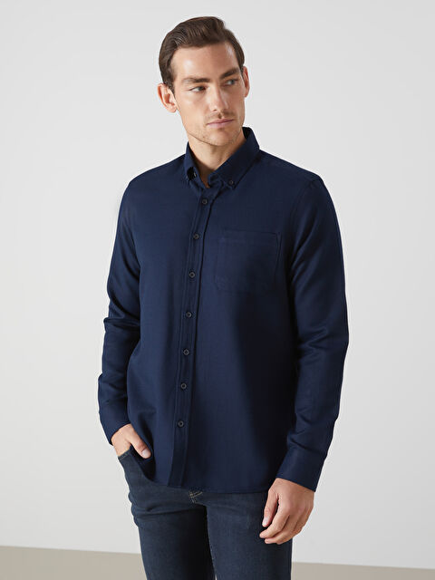 LCWAIKIKI Classic Regular Fit Uzun Kollu Armürlü Erkek Gömlek - W4LF73Z8-RFH