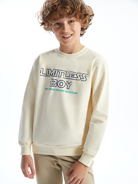 LCW Kids Bisiklet Yaka Baskılı Erkek Çocuk Sweatshirt - W4LF75Z4-FDU