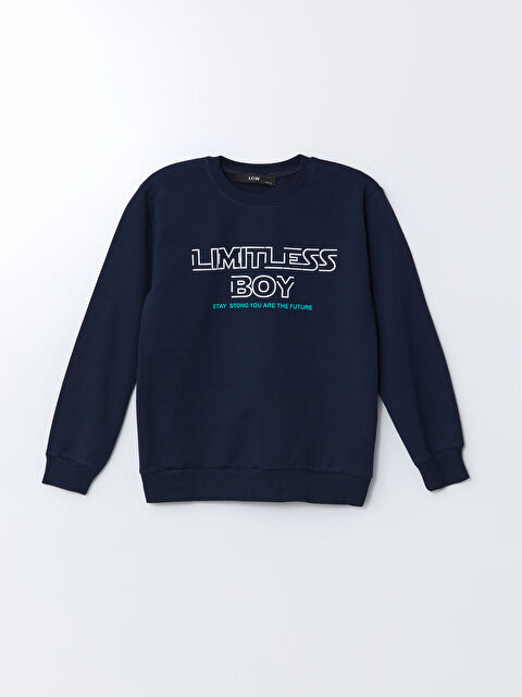 LCW Kids Bisiklet Yaka Baskılı Erkek Çocuk Sweatshirt - W4LF75Z4-HSF