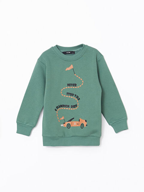 LCW Kids Bisiklet Yaka Baskılı Erkek Bebek Sweatshirt - W4LG03Z1-GXF