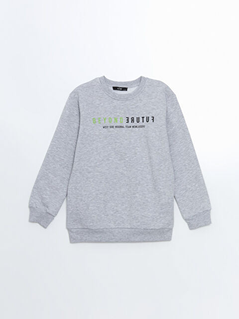 LCW Kids Bisiklet Yaka Baskılı Erkek Çocuk Sweatshirt - W4LG09Z4-DEK