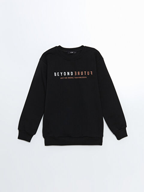 LCW Kids Bisiklet Yaka Baskılı Erkek Çocuk Sweatshirt - W4LG09Z4-HEG