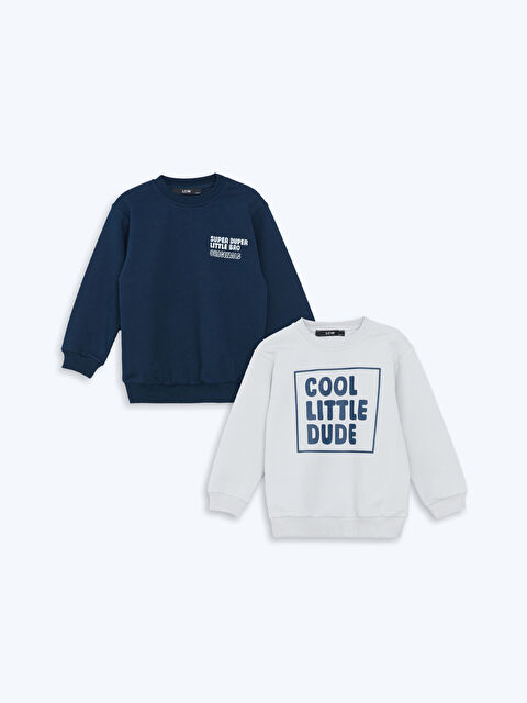 LCW Kids Bisiklet Yaka Erkek Bebek Sweatshirt 2'li - W4LG22Z1-HSF