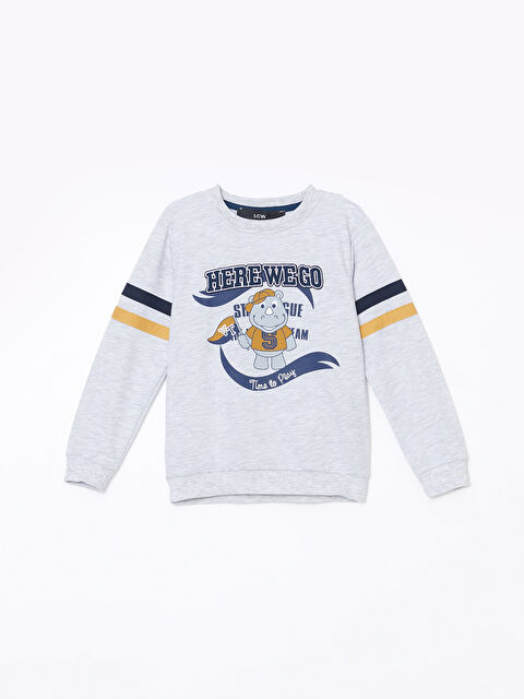 LCW Kids Bisiklet Yaka Baskılı Erkek Çocuk Sweatshirt - W4LG55Z1-DEK