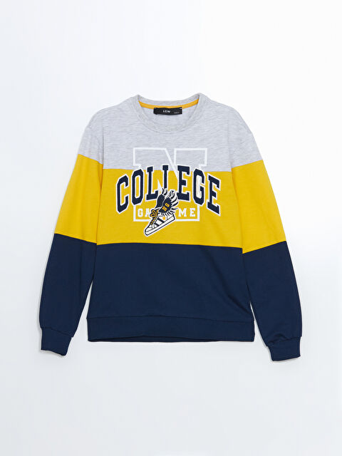 LCW Kids Bisiklet Yaka Baskılı Erkek Çocuk Sweatshirt - W4LG65Z4-DEK