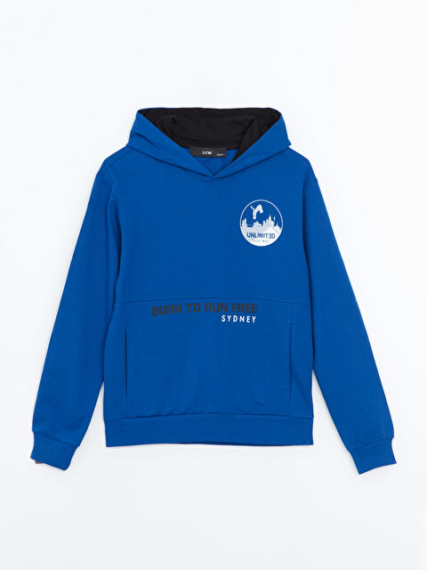 LCW Kids Kapüşonlu Baskılı Erkek Çocuk Sweatshirt - W4LG71Z4-DP7