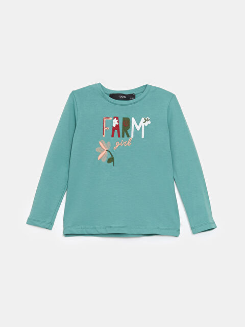 LCW Kids Bisiklet Yaka Baskılı Kız Çocuk Tişört - W4LG95Z1-GQ3