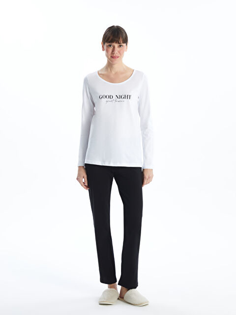 LC WAIKIKI Bisiklet Yaka Baskılı Kadın Pijama Takımı - W4LH27Z8-CVL