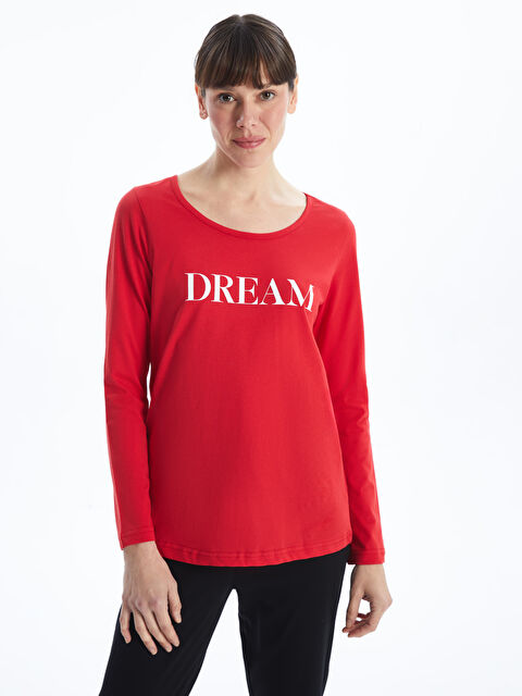 LC WAIKIKI Bisiklet Yaka Baskılı Kadın Pijama Takımı - W4LH30Z8-SWY