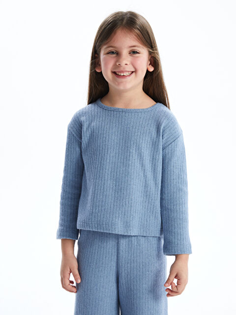 LCW Kids Bisiklet Yaka Basic Kız Çocuk Tişört ve Pantolon 2'li - W4LH43Z1-YYM