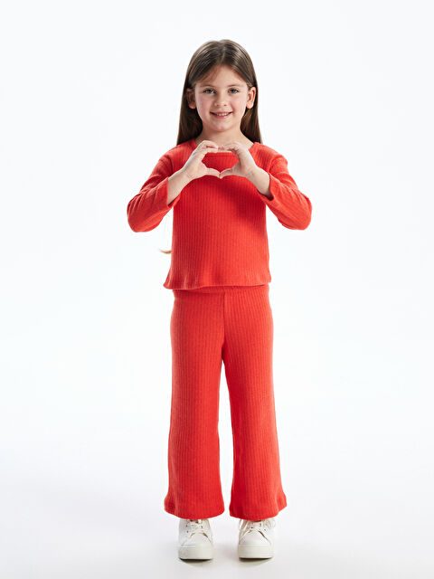 LCW Kids Bisiklet Yaka Basic Kız Çocuk Tişört ve Pantolon 2'li - W4LH44Z1-JRG