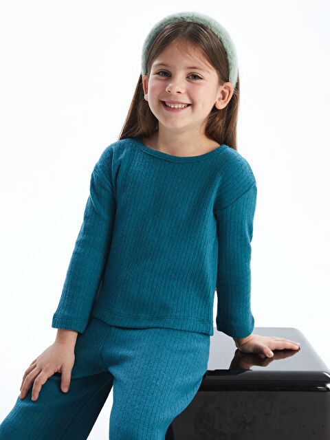 LCW Kids Bisiklet Yaka Basic Kız Çocuk Tişört ve Pantolon 2'li - W4LH47Z1-YFS