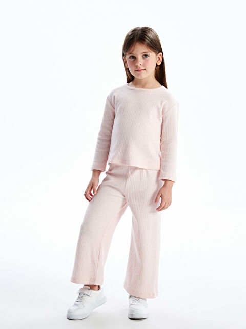 LCW Kids Bisiklet Yaka Basic Kız Çocuk Tişört ve Pantolon 2'li - W4LH49Z1-V08