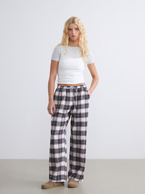 XSIDE Beli Lastikli Ekose Kadın Pantolon - W4LH56Z8-LKX