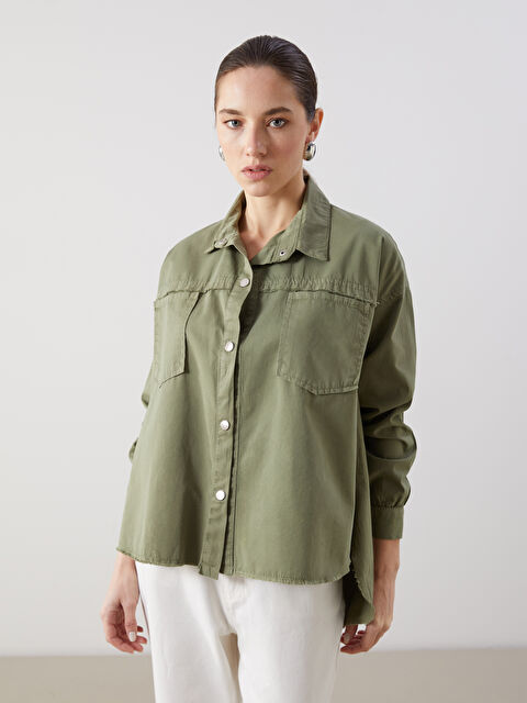 LCWAIKIKI Classic Plain Long Sleeve Oversize Women's Shirt - W4LH59Z8-GUW