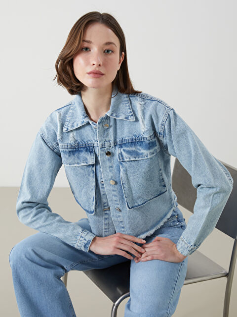 LCW Jeans Collared Neck Women's Denim Jacket - W4LH68Z8-311