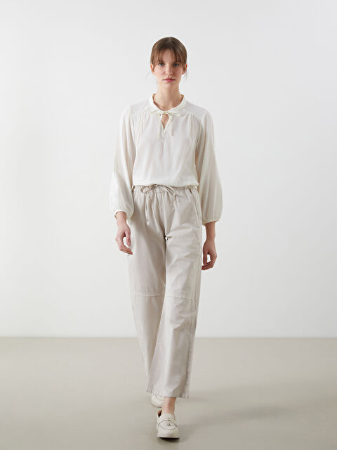 LCWAIKIKI Classic Elasticated Waist Twill Women's Trousers - W4LH71Z8-FPK