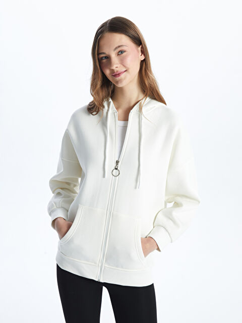 XSIDE Kapüşonlu Oversize Kadın Fermuarlı Sweatshirt - W4LI21Z8-R9J