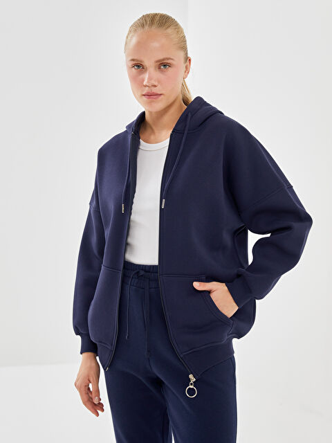 XSIDE Kapüşonlu Oversize Kadın Fermuarlı Sweatshirt - W4LI21Z8-YSH