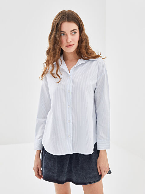 Natuvera Çizgili Kadın Gömlek - W4LI30Z8-Z5G
