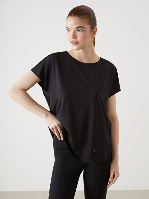 KOOR SPORT Bisiklet Yaka Baskılı Kadın Spor Tişört - W4LI88Z8-CVL