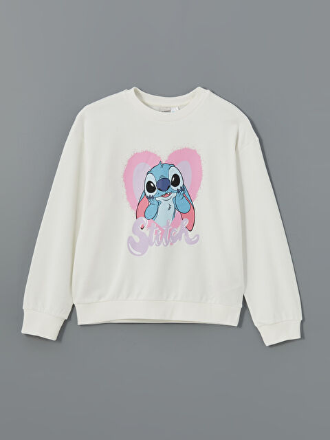 LCW Kids Bisiklet Yaka Stitch Baskılı Kız Çocuk Kalın Sweatshirt - W4LJ07Z4-FDW