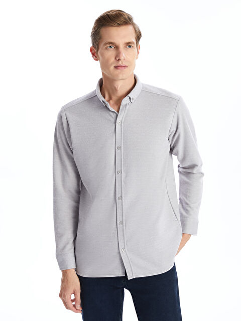 LCWAIKIKI Classic Slim Fit Uzun Kollu Erkek Gömlek - W4LJ18Z8-QU2