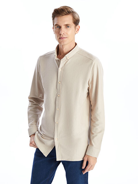 LCWAIKIKI Classic Slim Fit Uzun Kollu Erkek Gömlek - W4LJ19Z8-CZB