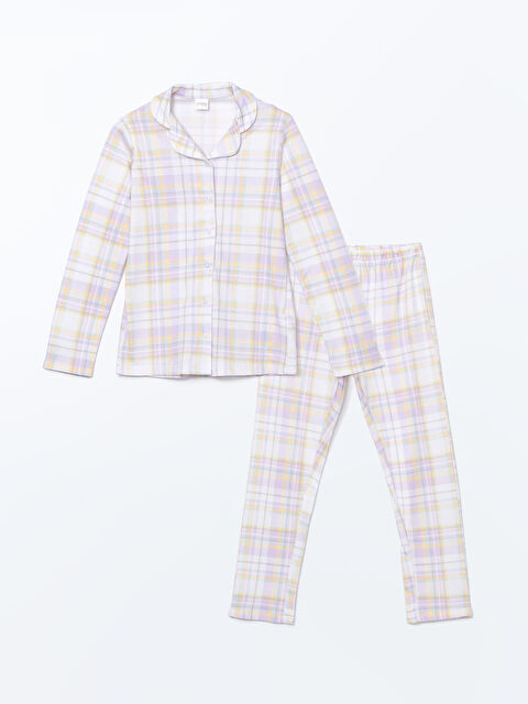 LCW Kids Gömlek Yaka Ekose Kız Çocuk Pijama Takımı - W4LJ27Z4-LU8