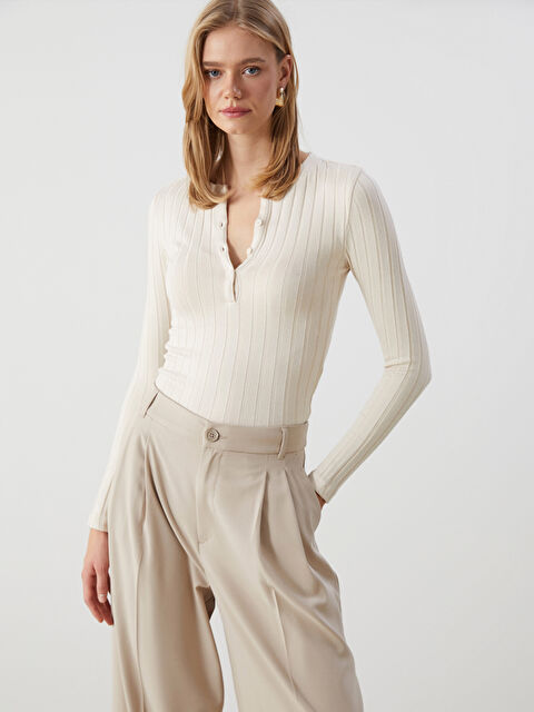 LCW Vision Bisiklet Yaka Dokulu Kadın Body - W4LJ96Z8-FVU