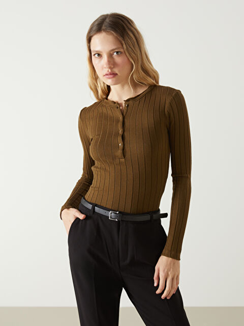 LCW Vision Bisiklet Yaka Dokulu Kadın Body - W4LJ96Z8-HDQ