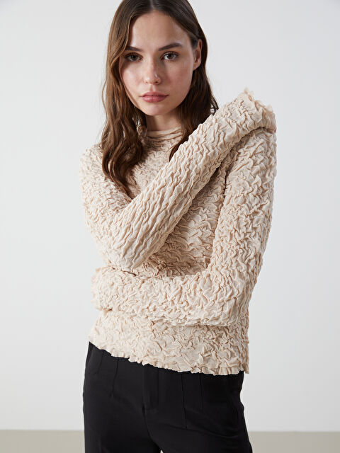 LCW Vision Dik Yaka Dokulu Kadın Triko Kazak - W4LK02Z8-CXU