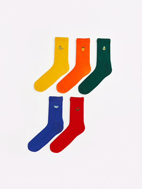 LCW ACCESSORIES Nakışlı Erkek Soket Çorap 5'li - W4LK14Z8-K00