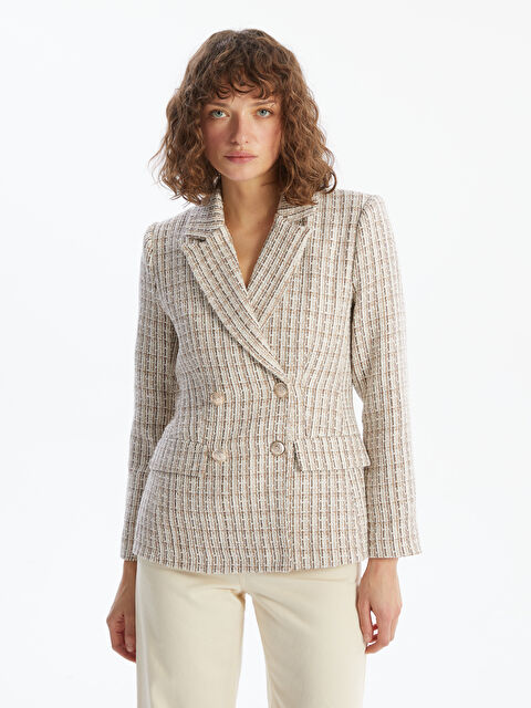 LC WAIKIKI Ekose Kadın Tüvit Blazer Ceket - W4LK75Z8-Z3Y