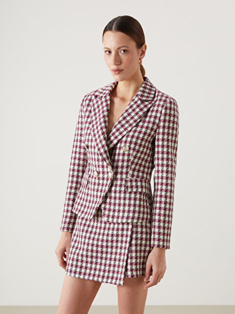 LC WAIKIKI Ekose Kadın Tüvit Blazer Ceket - W4LK78Z8-M0T