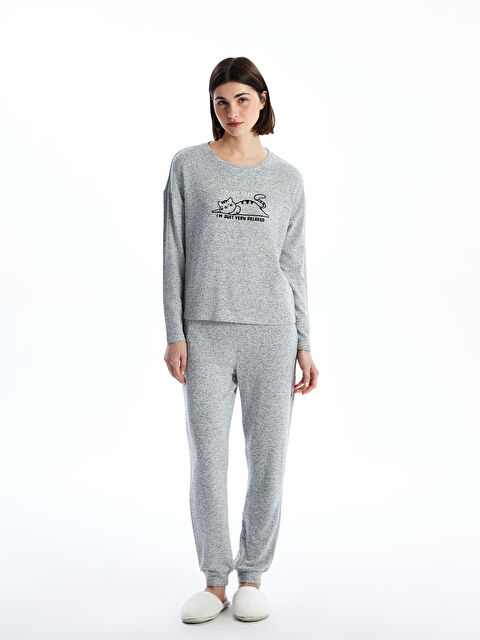 LCW DREAM Bisiklet Yaka Baskılı Kadın Pijama Takımı - W4LL45Z8-D5C