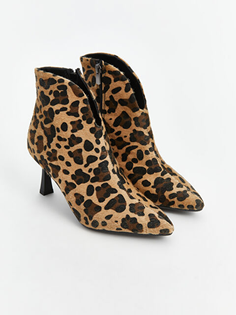 KOOR Leopar Desenli Kadın Topuklu Bot - W4LL50Z8-F9C