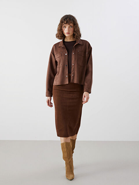 LCW Vision Beli Fermuarlı Süet Kadın Etek - W4LL61Z8-CT9